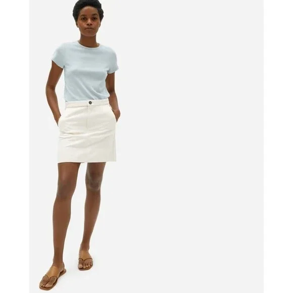 NEW! Everlane The Canvas Skirt Off White Cream Bone Classic Preppy Mini Skirt 6 - Picture 1 of 9